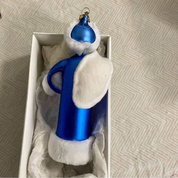 Beaux Arts Department 56 Santa Blue Glass Christmas Ornament Like New Boxed - Picture 4 of 5